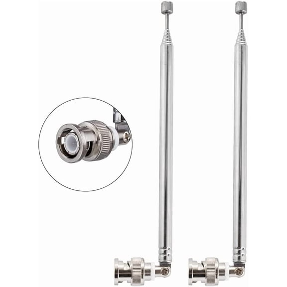 2PCS BNC Male Connector Telescopic Antenna 7 Sections VHF UHF 68.5cm/27IN Telescopic BNC Plug Antenna for CB Radio Police Scanner Ham Radio Two Way Radio Mobile Scanner Wireless Microphone