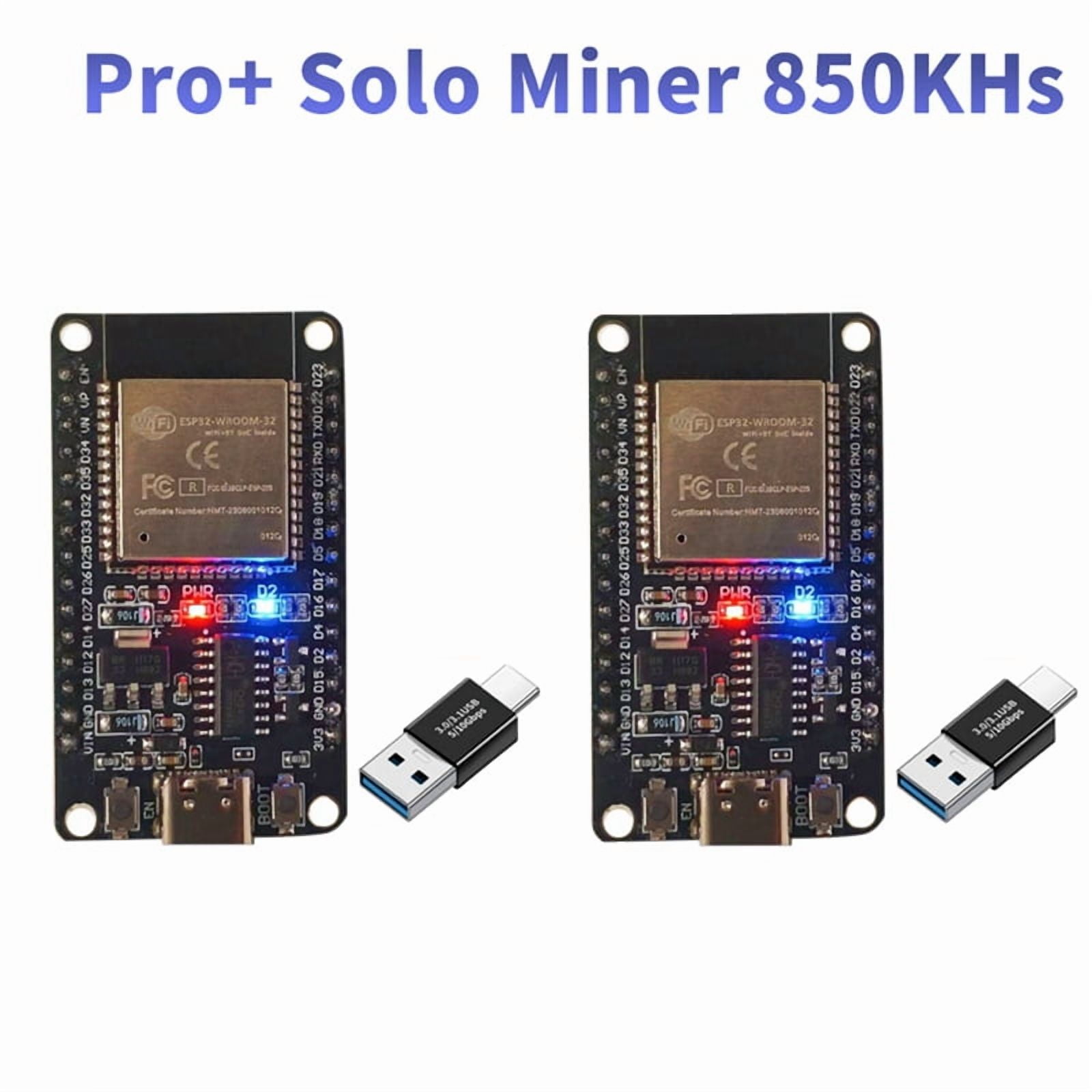 2PCS BTC Miner Pro+ Solo Miner 850KH/S Hashrate Bitcoin BTC Miner ESP32  Chip WiFi Low Power+Adapter for Home Office - Walmart.com