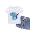 thumbnail image 1 of 2PCS Baby Boys Kids Dinosaur Outfits T-Shirt Top Striped Pants Shorts Set Clothes, 1 of 8
