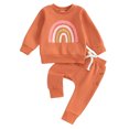 thumbnail image 1 of 2PCS Baby Girls Fall Outfits 6 12 18 24M 3T Long Sleeve Rainbow Print Sweatshirt + Pants Set Toddler Clothes, 1 of 10