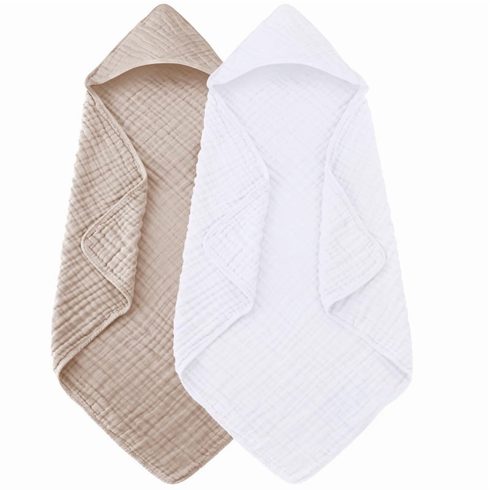 2PCS Baby Hooded Bath Towel Newborn Set 100% Organic Cotton Gauze Baby Towel Suitable for Infants, Toddlers & Children 32x32 Inches Soft & Absorbent Newborn Essential (Blue & Whale)