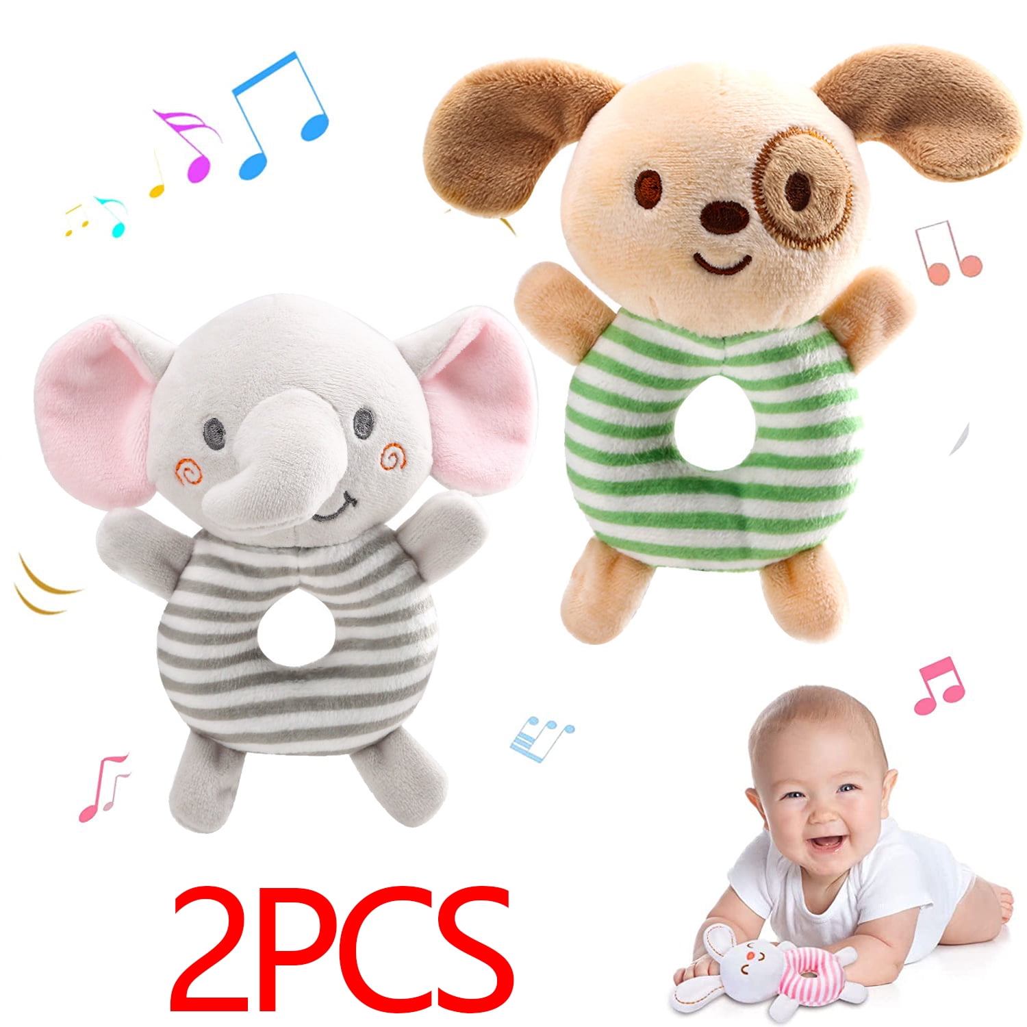 2PCS Baby Rattles 06 Months Soft Rattles for Babies 06 Months