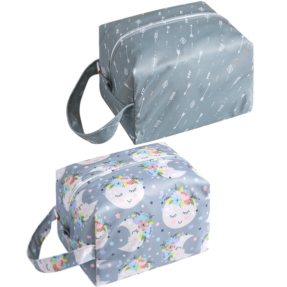 2PCS Baby Wet Dry Bag Cloth Diaper Organizer Bag Nappy Pouch Reusable Diaper Pod for Stroller, Diaper Bag,Travel,Swim,Gym Bag