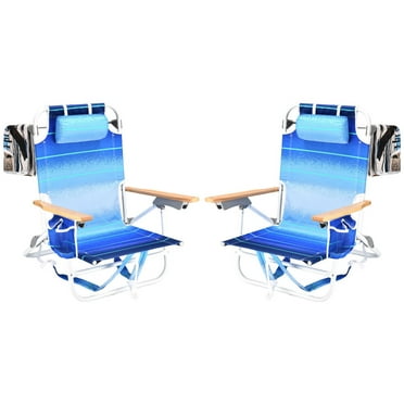2PCS Backpack Beach Chairs for Adults Beach towel backpack beach chairs for adults 5 position chair with pouch folding lightweight positions back pack 13 inch high