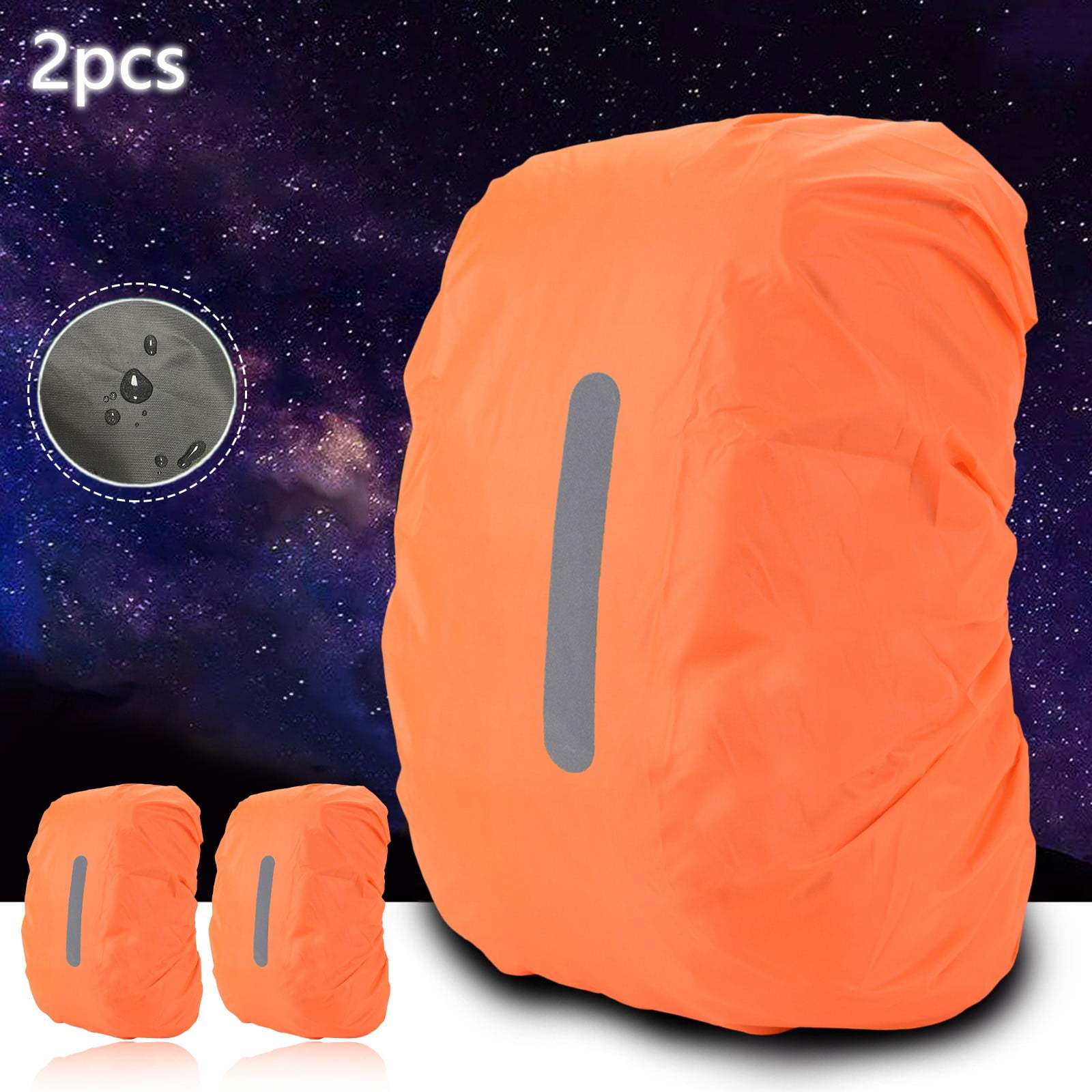 2PCS Backpack Rain Cover Outdoor Night Travel Reflective Rain Cover