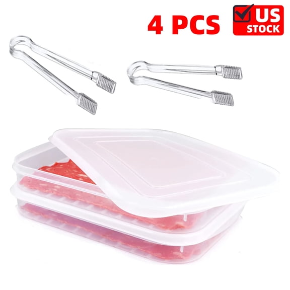 2PCS Bacon Keeper Plastic Deli Meat Container for Fridge with Lids Airtight, Include 2 Pcs Buffet Serving Tongs