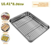 2PCS Baking Sheet with Wire Rack Set , Stainless Steel Sheet with Rack, Nonstick Baking Tray, Heavy Duty & Easy Clean
