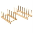 thumbnail image 1 of 2PCS Bamboo Dish Plate Bowl Cup Book Pot Lid Cutting Board Drying Rack Stand Drainer Storage Holder Organizer Dish Rack, 1 of 4