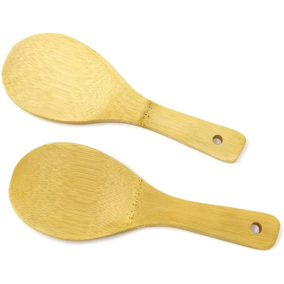 2PCS Bamboo Rice Scoops Paddles for Kitchen (20cm)