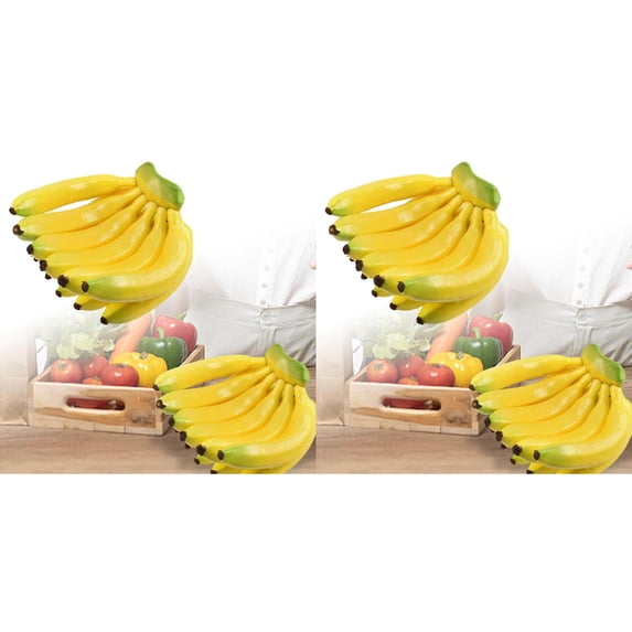2PCS Bananas Bunch Lifelike Banana Cluster Fruits Bananas Photography Kitchen Party 18cm Home Decor