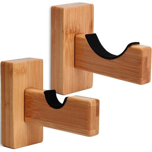 2PCS Baseball Bat Wall Mount Display Rack, Horizontal Display Bat Hanger Holder, Wood Bracket Stand for Hockey Stick - Burlywood