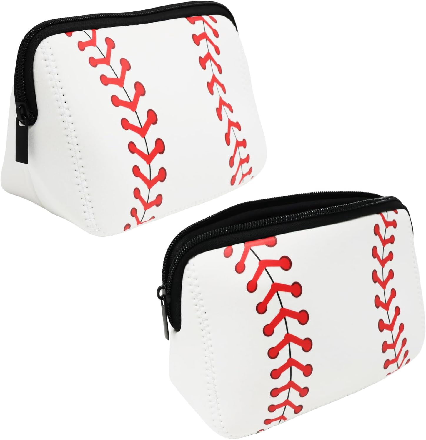 2PCS Baseball Print Makeup Bag Sports Ball Pattern Cosmetic Bag