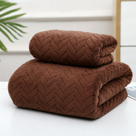 2PCS Bath Towel Set Cotton Velvet Highly Absorbent Soft Bath Towel Home Travel Hotel Fast-Dry Towel for Bathroom Beach Spa Gym