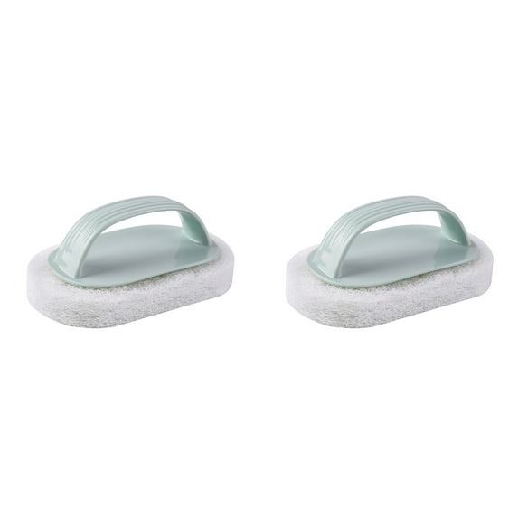2PCS Bath Tub Scrubber with Handle, Extra Strength Cleaning Brush with Eraser Strip, Bathtub Brush,Hand-Held Pool Scrub Brush, Bathroom Clean Scrubber Scouring for Cleaning Step Corner Tubs Kitchen