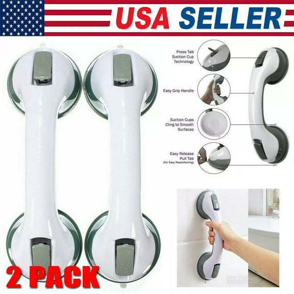 2PCS Bathroom Safety Support Grab Handle Bath Shower Suction Grip Hand Rail