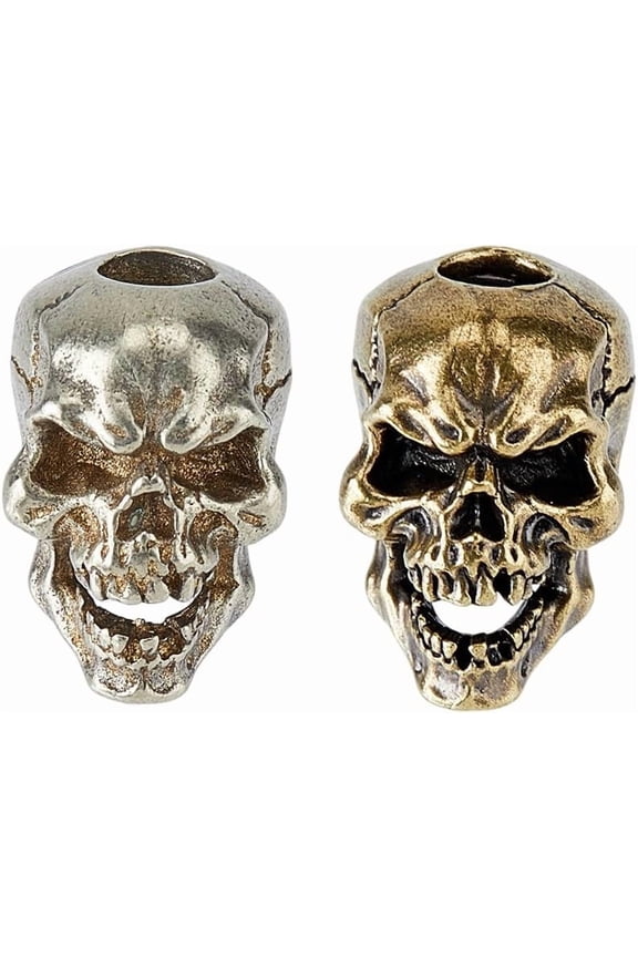 2PCS Beads 2Colors Lanyard Beads EDC Charm Bead Brass European Beads Large Hole Beads for Keychain Bracelet DIY Jewelry Hole:5.5mm