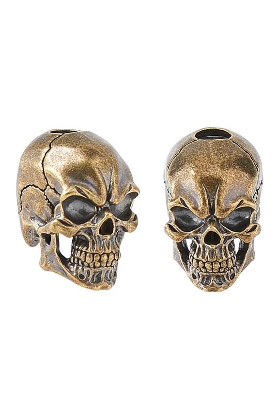 2PCS Beads Brass Cord Beads EDC Beads for Lanyard Bronze Metal Large Hole Beads European Beads for Keychain Bracelet Making