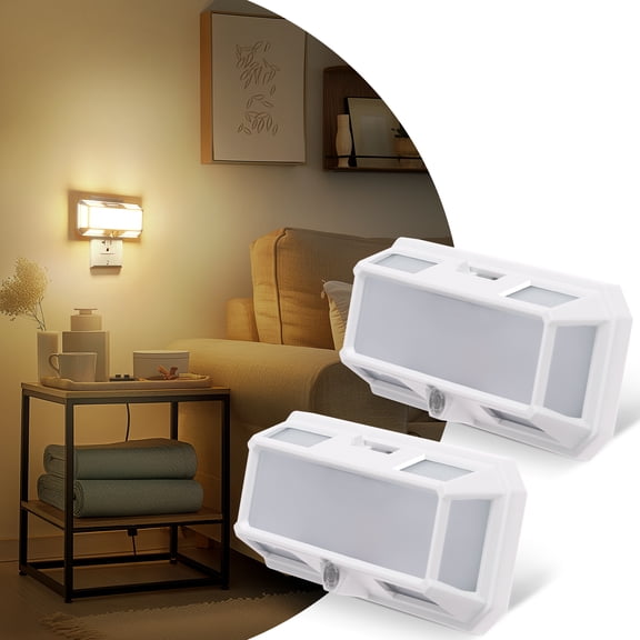 2PCS Bedside LED Night Lights, 250LM, Dusk-to-Dawn Sensor Night Light, 3000K Warm Lighting