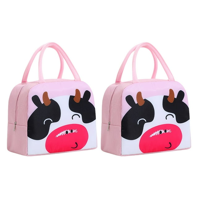 2PCS Bento Bag Cartoon Handbag Bento Bag Insulated Lunch Box Bag