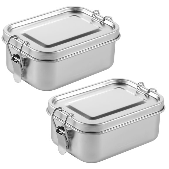 2PCS Bento Boxes, 850ml Stainless Steel Lunch Boxes, Food Storage Containers, Portable Metal Lunch Containers, Lockable Clips to Leak Proof, Reusable Dishwasher Safe Lunch Snack Boxes