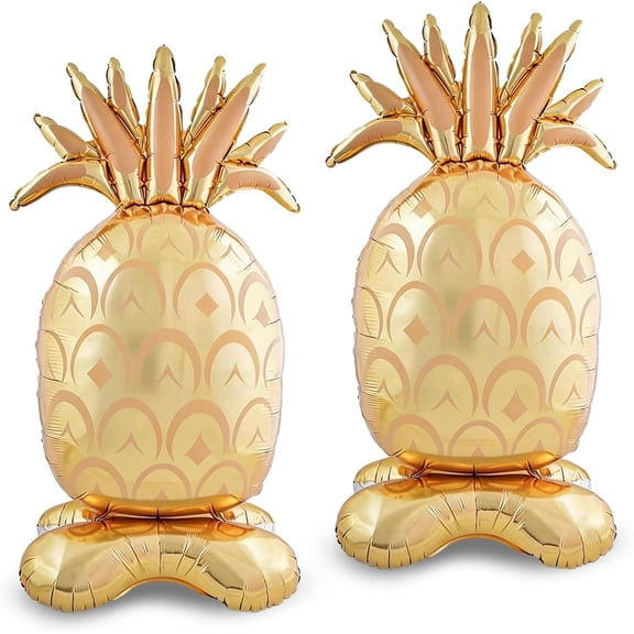 2PCS Big Pineapple Balloons, 59 Inch Standing Inflatable Pineapple Fruit Foil Balloon for Luau Hawaiian Tropical Summer Aloha Party Decoration Birthday Fruit Themed Party Supplies
