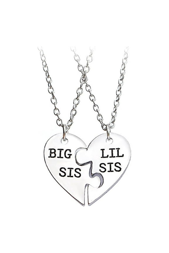 2PCS Big Sis Lil Sis Sister BFF Forever Necklace