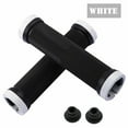thumbnail image 1 of 2PCS Bike Handlebar Grips - Non-Slip Rubber Ergonomic Grip with Aluminum Alloy Ends | 130mm Length | 25mm Diameter | Blue/White/Red | for Cycle Bikes, 1 of 2