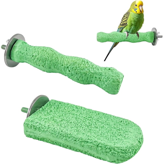 2PCS Bird Beak Grinding Stones, Parrot Perch, Non-Slip Claw Trimmer Chew Toys for Cockatiels, Budgies, Conures, Parakeets, and Other Small to Medium Parrots