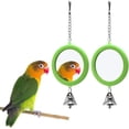 thumbnail image 1 of 2PCS Bird Mirror with Bell Parrot Hanging Interactive Playing Toy for Cockatiel Parakeets Canaries Budgie Cage Accessories, 1 of 6