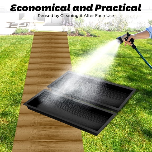 2PCS Black 23.42x7.48x1.77in Stepping Stone Concrete Mold Wooden Boards Set Path Patio Path Paver Moulds