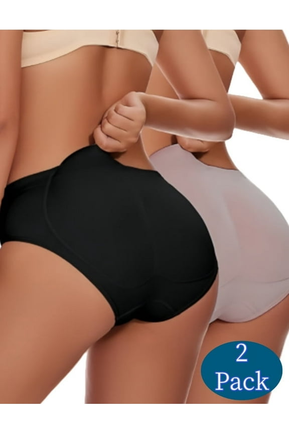 2PCS Black+Blush Butt Lifter Panty for Women Butt Enhancer Padded Panties S