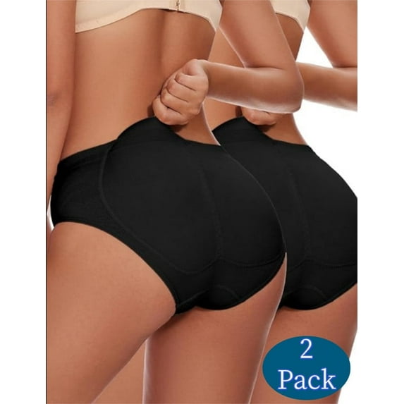 2PCS Black Butt Lifting Panty for Women Padded Panty for Sexy Butt Enhancement XL