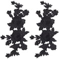 thumbnail image 1 of 2PCS Black Embroidered Floral Appliques Boho Love Vintage Rose Sew on Patches Retro Flower Pair Polyester, 1 of 8