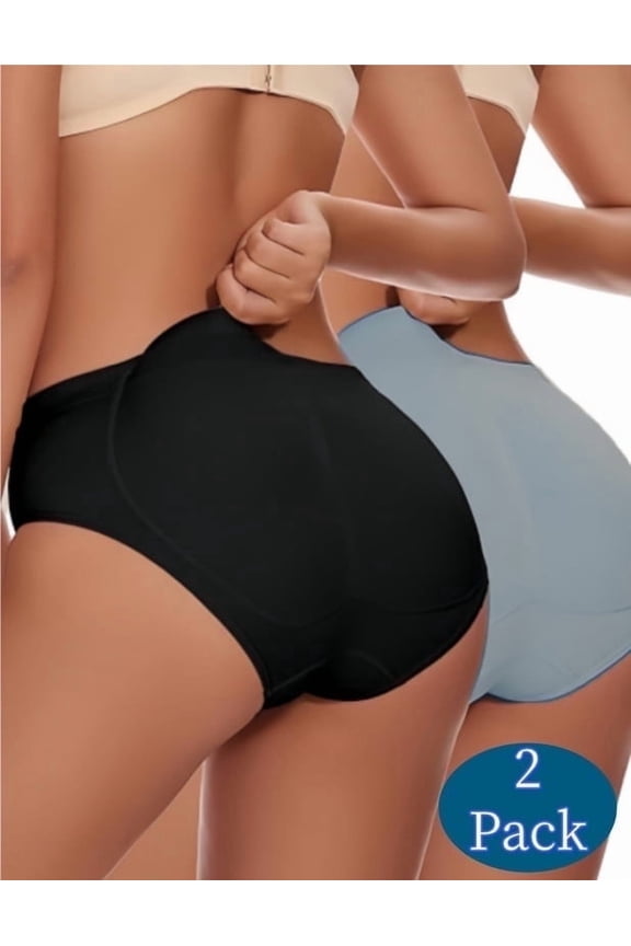 2PCS Black+Grey Panty with Butt Pads for Butt Lifting Booty Shapewear XL