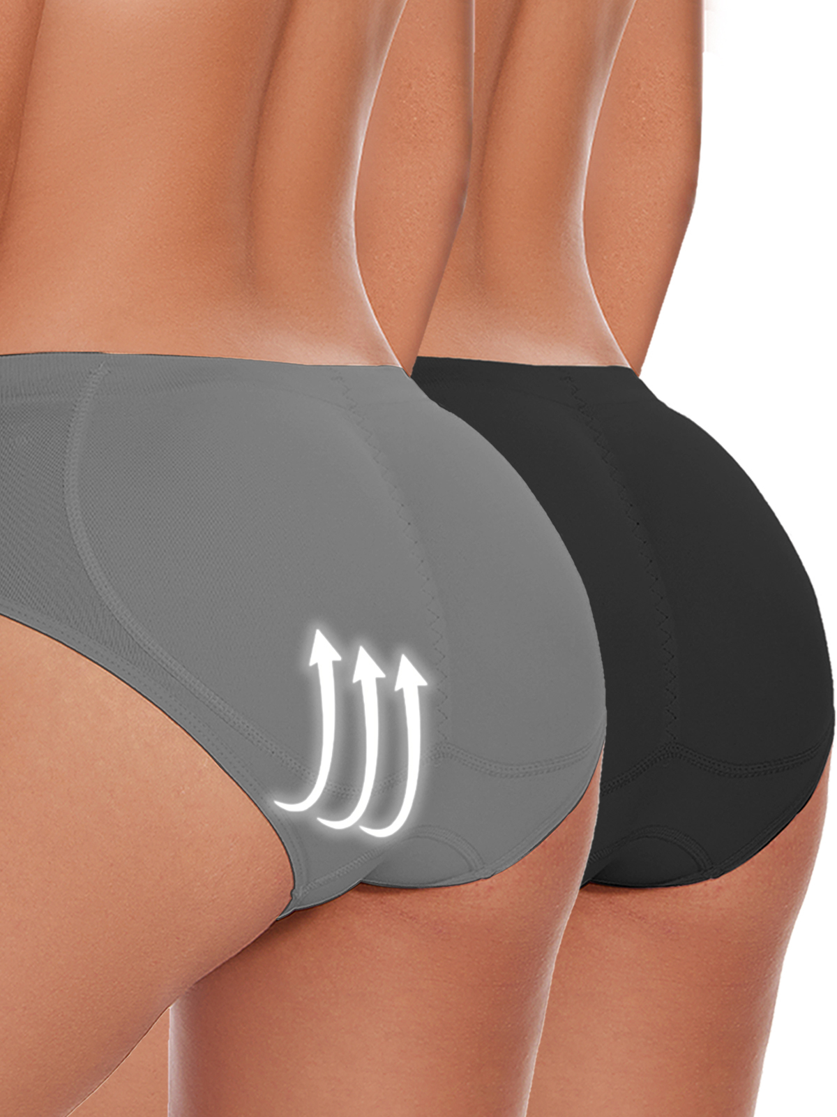 2PCS Black+Grey Butt Lifter Panty for Women With Pad Butt Lifting Panties Butt Enhancer Panty M