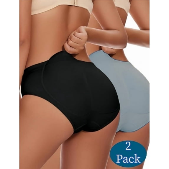 2PCS Black+Grey Butt Lifter Panty for Women With Pad Butt Lifting Panties Butt Enhancer Panty M