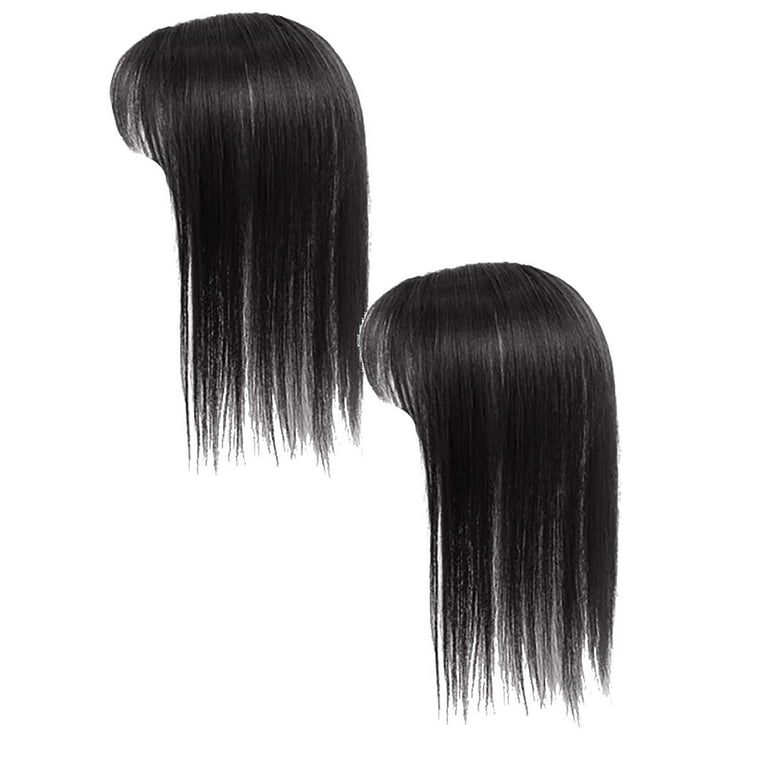 2PCS Black Human Hair Wigs For Women, 1pc Fashion 3d Air Human 