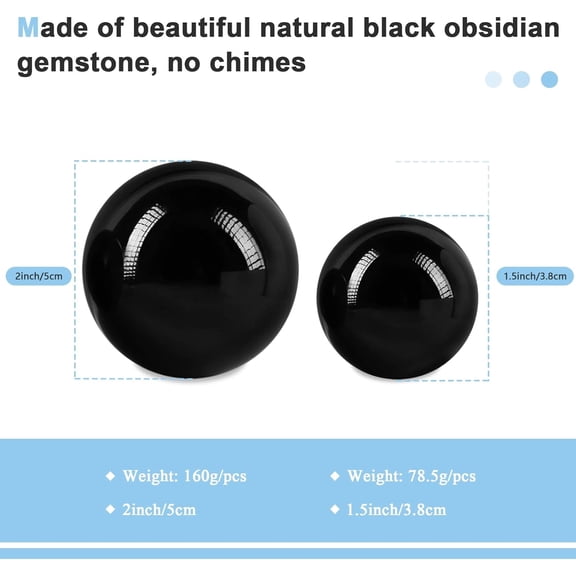 2PCS Black Obsidian Baoding Balls, Chinese Health Exercise Massage Balls with Carry Pouch for Stress Relief Hand Exercise Balls (Black/2 inch)