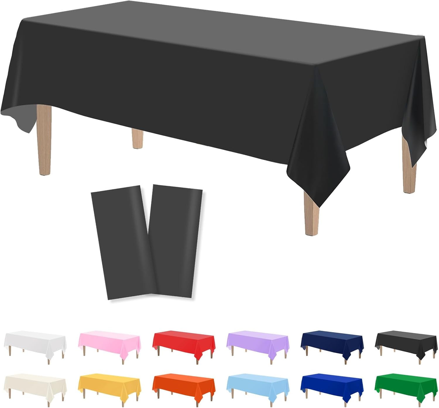 2PCS Black Plastic Tablecloths 54 x 108 Inch, Disposable Table Cloths ...