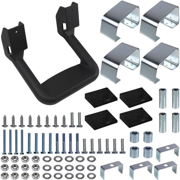 2PCS Black Powder-Coated Truck Side Steps with Mounting Brackets, 350 lbs Load Capacity Compatible with Chevy Ford Toyota GMC Dodge RAM Jeep Universal Compatible with Aluminum Step Bars