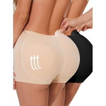 2PCS Black & Skin Butt Lifter Panties Seamless Padded Underwear High Waist Ruched Gym Athletic Butt Lifter Panties L