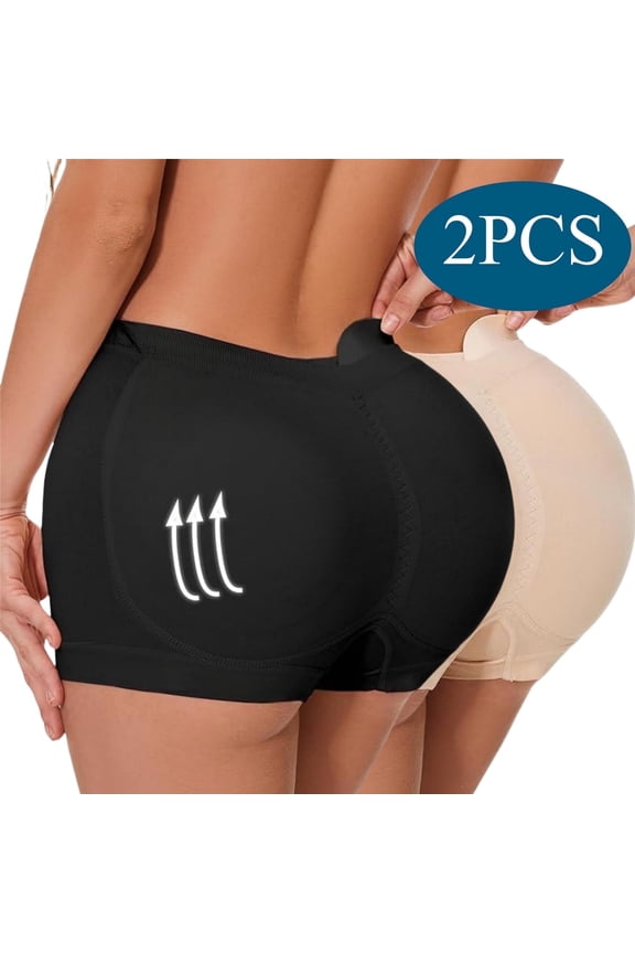2PCS Black & Skin Butt Lifter Panties Seamless Padded Underwear High Waist Ruched Gym Athletic Butt Lifter Panties M