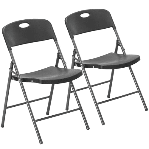 2PCS Black Stackable Plastic Folding Chairs Set, Sturdy Portable Dining Chairs for Home, Parties, and Events