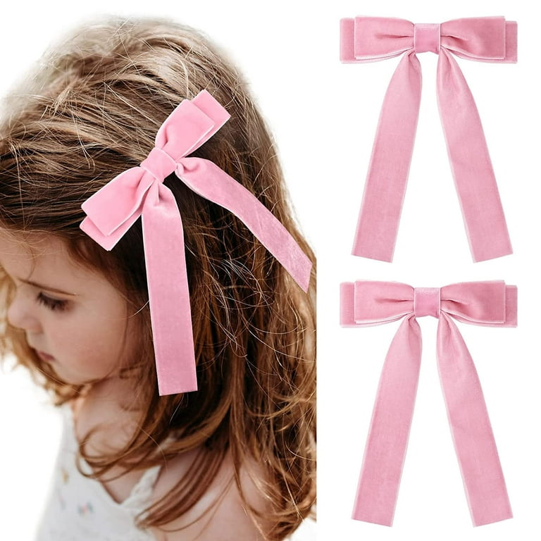 2PCS Black Velvet Bows Girls Hair Clip Ribbon Accessories for Baby