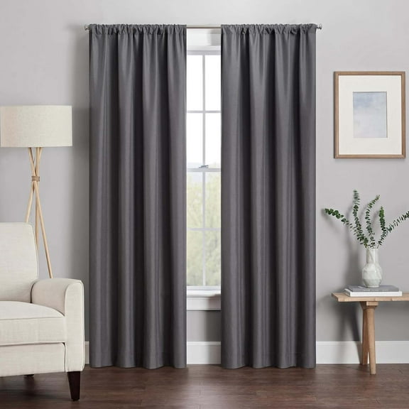 2PCS Blackout Curtains Panels Grey Thermal Insulated Grommet Drapes Thermal Insulated Room Darkening Curtains for Living Room Dining Room Window
