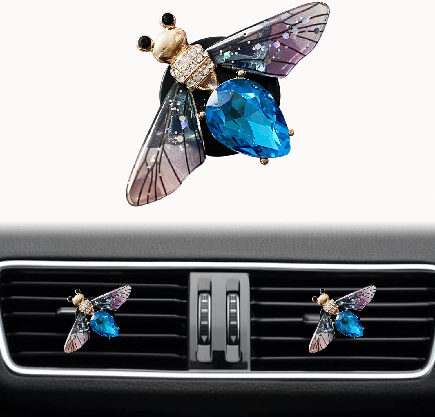 Joynaamn Bling Car Accessories for Women, Car Freshener Vent Clip with 2  Refill Pads, Cute Blue Butterfly Accessories/Décor for Car Interior Home