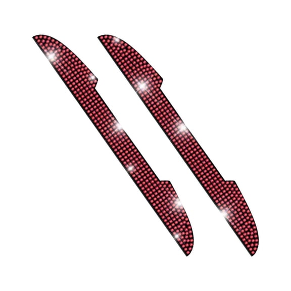 2PCS Bling Car Rear View Mirror Anti-Scratch Stickers Protector, Rhinestone Auto Door Handle Edge Guards, Crystal Anti-Collision Strip Decal, Car Exterior Decoration Accessories for Women Men (Red)
