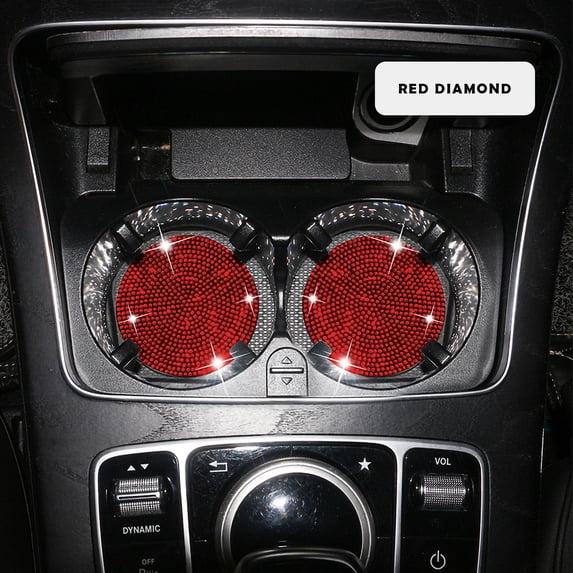 2PCS Bling Cup Holder Coasters for Car, Shiny Crystal Car Interior Accessories Gifts for Women, Universal Non-Slip Cup Holder, Embedded Decorative Coasters