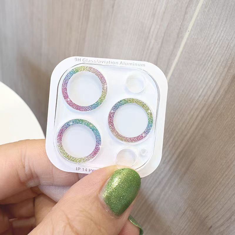 2PCS Bling Glitter Diamond Camera Lens Protector For Apple Iphone 14 12