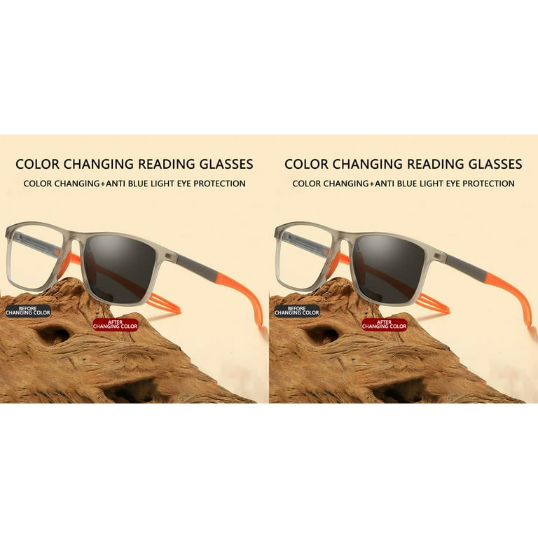 2PCS Blue Light Blocking Photochromic Reading Glasses